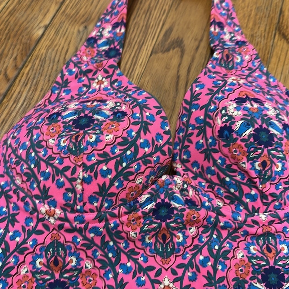NWT Boden Enhancer underwire swimsuit one piece floral vine pink terrace 32B 32C - Picture 3 of 7